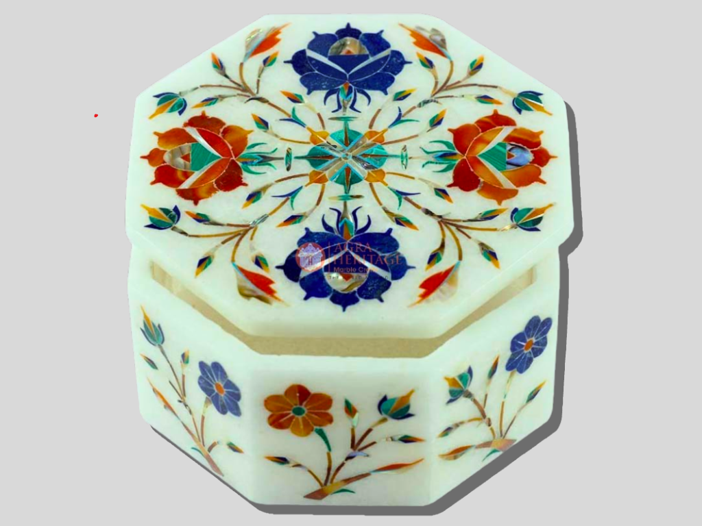 Vintage Marble Jewelry Box Precious Interior